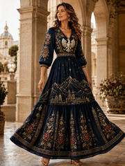 Damen-Polnisches Retro-lässiges Baumwoll-Leinen-Kleid