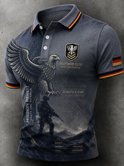 Herren-Poloshirt mit kurzen Ärmeln und grafischem Veteranen-Gedenkdruck