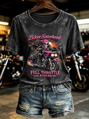 Damen-T-Shirt mit Vintage-Motorradmuster