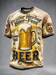 Herren-Vintage-T-Shirt im österreichischen Wiener Oktoberfest-Stil, lässig mit Print