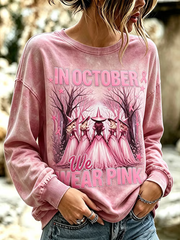 Frauen Brustkrebs Halloween Print Regelmäßiges Sweatshirt