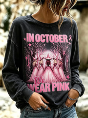 Frauen Brustkrebs Halloween Print Regelmäßiges Sweatshirt