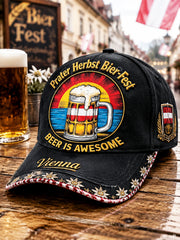 Schwarzer österreichischer Wiener Bierfest-Patchwork-Print-Latzhut
