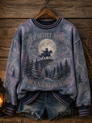 Frauen "WER REITET SO SPÄT DURCH NACHT UND WIND" Print Halloween Sweatshirt