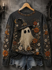 Sweatshirt mit Halloween-Geist druck für Damen