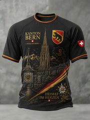 Herren-Raglan-T-Shirt mit kurzen Ärmeln und urbanem, denkwürdigem Grafikdruck