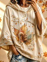 Damen-Hoodie mit Herbstbaum- und Herbstlaub-Print