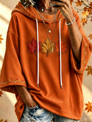 Damen-Hoodie mit Herbstbaum- und Herbstlaub-Print