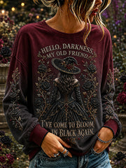Damen Hallo Dunkelheit Mein alter Freund Halloween Hexe Print Sweatshirt