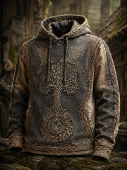 Herren-Retro-Viking-Valknut-Lebensbaum-Übergrößen-Hoodie