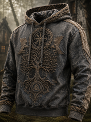 Herren-Retro-Viking-Valknut-Lebensbaum-Übergrößen-Hoodie