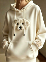 Damen-Tier bedruckter Rundhals-Hoodie mit langen Ärmeln