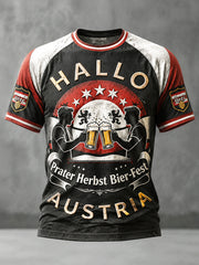 Herren Österreich isches Oktoberfest Patchwork Print Casual Drop-Shoulder T-Shirt