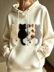 Damen-Kapuzenpullover mit Tiermuster, Rundhalsausschnitt und langen Ärmeln
