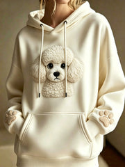 Damen-Kapuzenpullover mit Tiermuster, Rundhalsausschnitt und langen Ärmeln