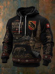 Herren-Kapuzenpullover mit langen Ärmeln und urbanem, denkwürdigem Grafikdruck