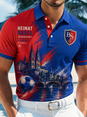 Herren-Poloshirt mit kurzen Ärmeln und vintagefußballinspiriertem Print