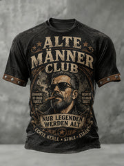 Herren-T-Shirt mit kurzen Ärmeln, Vintage-Slogan und grafischen Prints