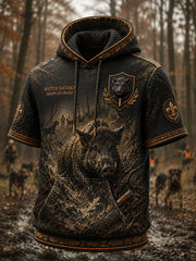 Herren Französisch Jagd Saison Druck lässig Kurzarm Hoodie
