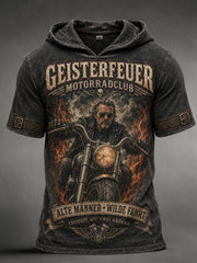 Herren-Kapuzenpullover mit kurzen Ärmeln, Vintage-Slogan und grafischen Prints