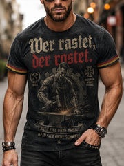 Herren-T-Shirt mit kurzen Ärmeln, Vintage-Slogan und grafischen Prints