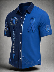 Herren-T-Shirts zur Prostatakrebsaufklärung mit dem Spruch „Im September breiten wir Blau aus“