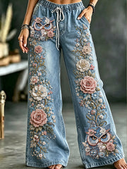 Damen-Tier-Blumen-Kunstdruck-Hose