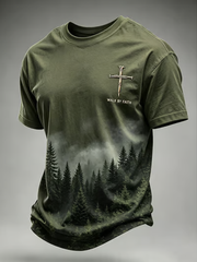 Herren-Retro-Glaube-T-Shirt mit kurzen Ärmeln