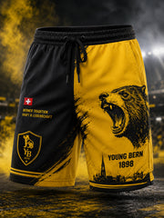 Herren-Sportshorts mit Fußballmuster