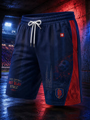 Herren-Sport-Shorts mit Fußball-Themen-Print