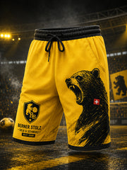 Herren-Sportshorts mit Fußballmuster