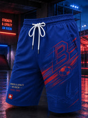 Herren-Sportshorts mit Fußballmuster