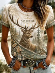 Frauen Französisch Jagd Saison Kurzarm T-Shirt