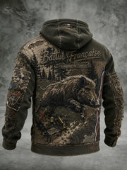 Herren-Strickjacke mit Kapuze für die französische Jagdsaison