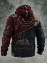 Herren-Cardigan mit Kapuze für die französische Jagd saison