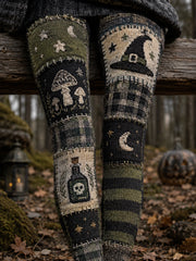 Damen-Halloween-Hut-Patchwork-Print-Leggings