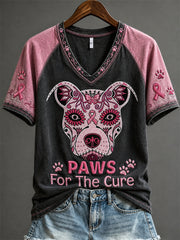 Damen pfoten für die Heilung Pit Bull Pink Sugar Skull Print Kurzarm T-Shirt