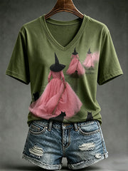 Damen Halloween Hexe Kurzarm T-Shirt