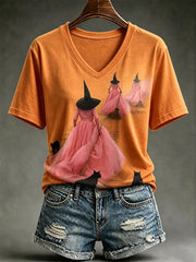 Damen Halloween Hexe Kurzarm T-Shirt