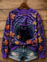 Frauen Halloween schwarze Katze regelmäßige Sweatshirt