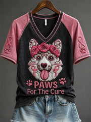 Damen pfoten für die Heilung Cargi Dog Pink Sugar Skull Print Kurzarm T-Shirt