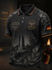Herren-Poloshirt mit kurzen Ärmeln und vintage Militär-Gedenkdruck