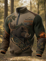 Langarm-T-Shirt für Männer mit französischer Jagd saison Waffel