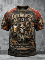 Herren-Beershirt im Rock‑Patchwork‑Style, lässiges T‑Shirt