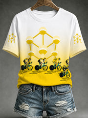 Damen-Cyclocross-T-Shirt aus Belgien, bedruckt, im Vintage-Stil, modisch, locker geschnitten, mit kurzen Ärmeln