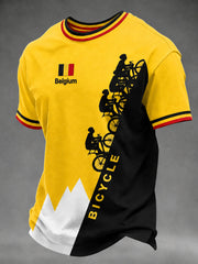 Herren-Belgien-Cyclocross-Druck Vintage-Mode lockeres Kurzarm-T-Shirt