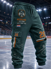 Athletische Hose mit Herren-Eishockey-Print