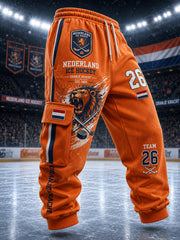 Athletische Hose mit Herren-Eishockey-Print