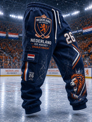 Athletische Hose mit Herren-Eishockey-Print