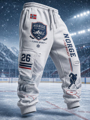 Athletische Hose mit Herren-Eishockey-Print